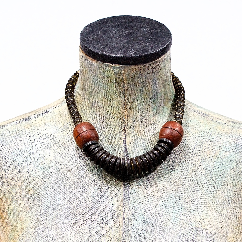VTG 70's African Trade Bead Tribal Ethnic Necklace